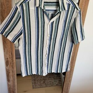 Zara Casual Striped Shirt in Green and Blue